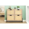 TROPOW Scarpiera stretta con 2 lembi, scarpiera in rattan naturale, Shoe Cabinet con 4 ripiani regolabili, cassettiera per corridoio, ingresso - 3 of 4