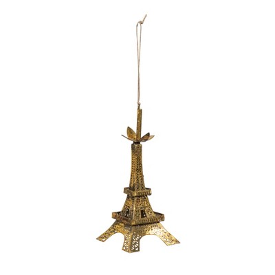 Storied Home Metal Eiffel Tower Ornament, Gold Foil Finish