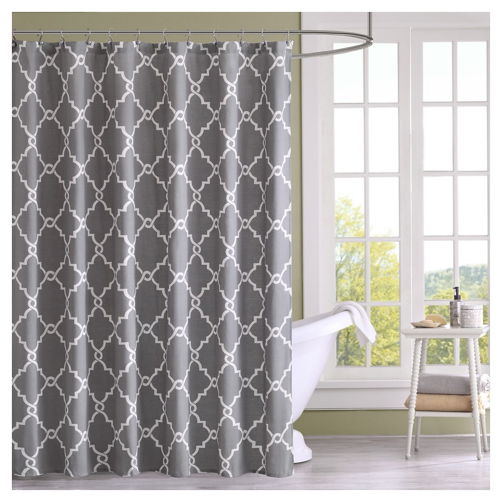 UPC 675716571979 product image for Sereno Geometric Fretwork Shower Curtain Grey | upcitemdb.com