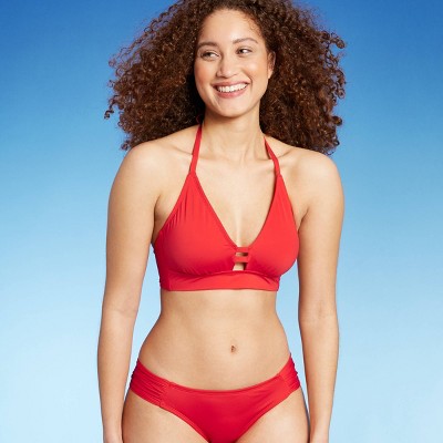 Women's Double Tab Halter Bikini Top - Kona Sol™ Lively Red XS