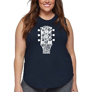 LA Pop Art Women's Word Art Tank Top - Guitar Head Music Genres - 1 of 4