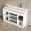 Famapy White Multi-Layer Bar Cabinet Wine Cabinet: Wave-Patterned Glass Countertop, Tiered Design – Spacious Wine & Liquor Storage, Ambient Lighting - 4 of 4