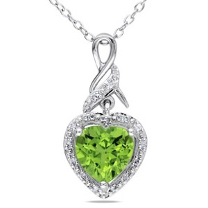 EVERLY JEWELRY | Sterling Silver 0.06 CT Diamond TW & 1.67 CT TGW Peridot Heart Pendant With Chain - 1 of 4