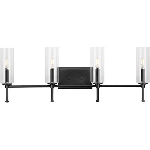 Progress Lighting Elara Collection 4-Light Wall Light in Matte Black with Clear Cylindrical Glass Shades - 1 of 1