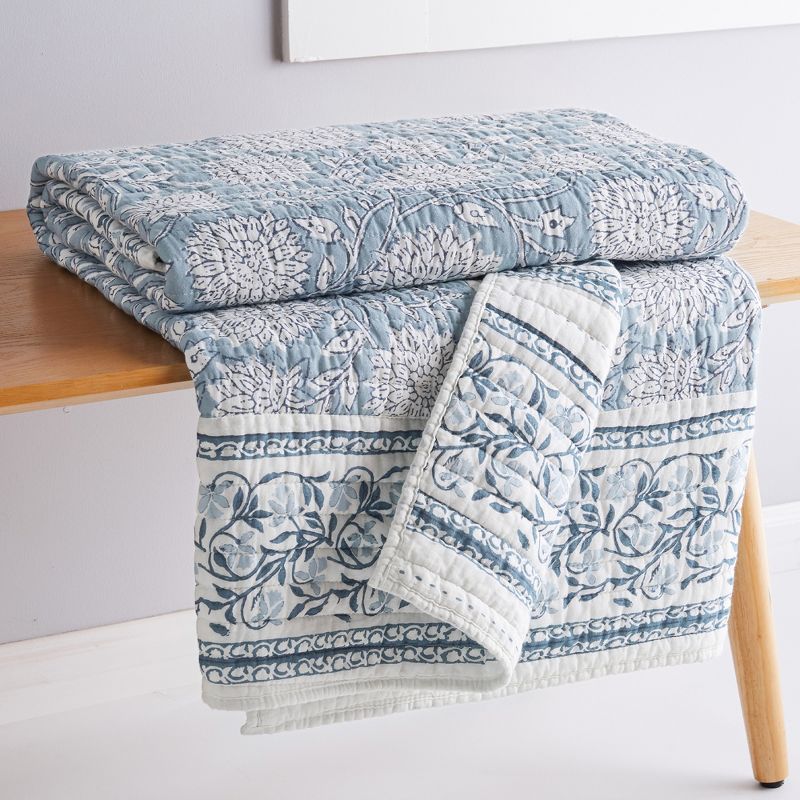 Adare Blue  Quilted Throw - Levtex Home, 5 of 8