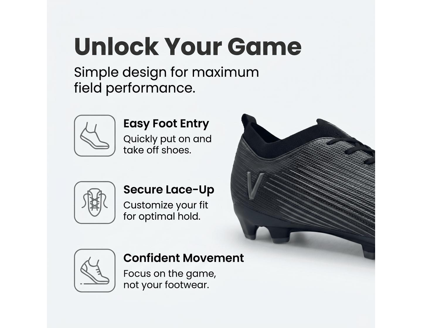Мужские бутсы Vizari Destino Adult Firm Ground Soccer Cleats Black, цвет: Чёрный — фото 6