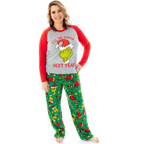 Family Matching Pajamas Christmas Pjs Grinch Sleepwear Set Red Long Sleeve  Pjs