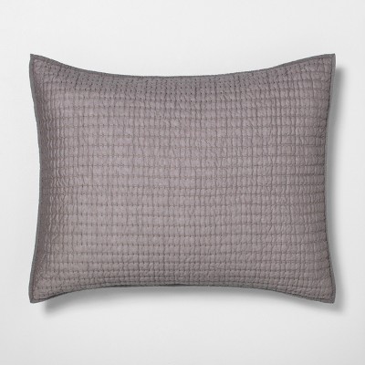 Standard Solid Texture Stripe Pillow Sham Radiant Gray - Hearth & Hand™ with Magnolia