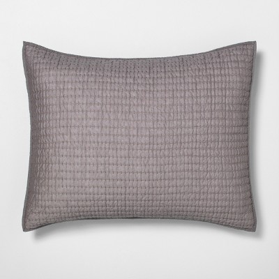 Standard Solid Texture Stripe Pillow Sham Radiant Gray - Hearth & Hand™ with Magnolia