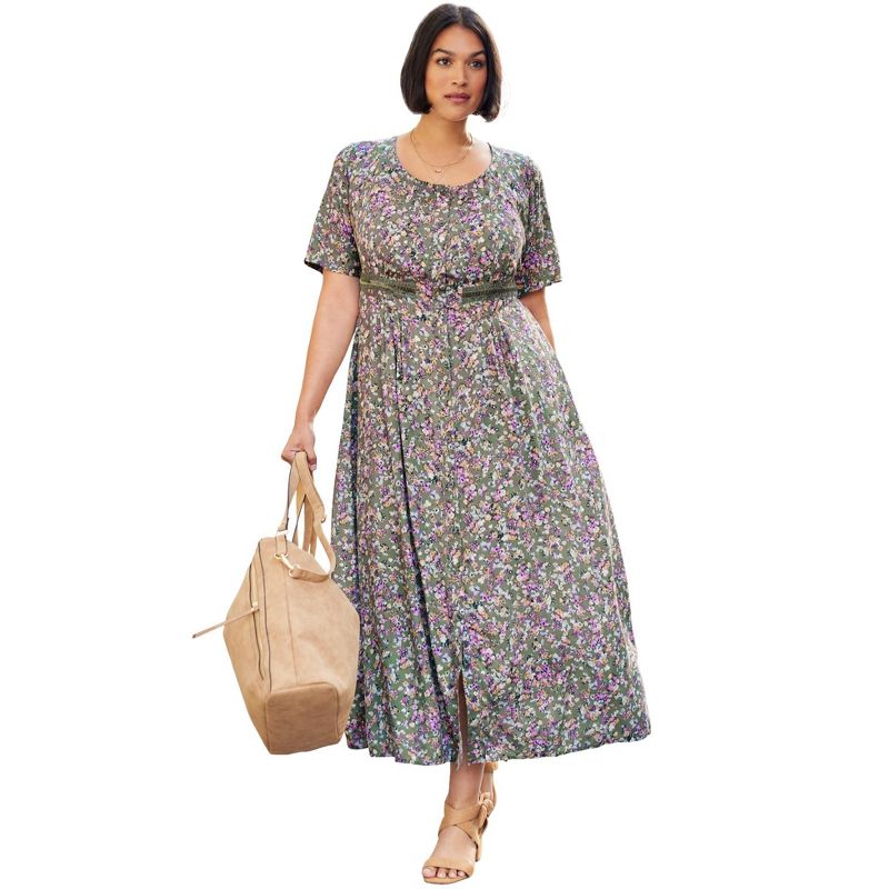 Woman Within Women's Plus Size Printed Maxi Dress, 1 of 3