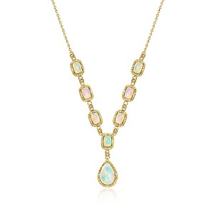 Ross-Simons Opal and .30 ct. t.w. Diamond Y-Necklace in 18kt Gold Over Sterling Size 18 - 1 of 3