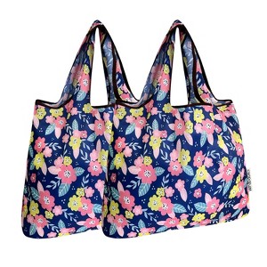 Wrapables Foldable Tote Nylon Reusable Grocery Bag (Set of 2) - 1 of 4