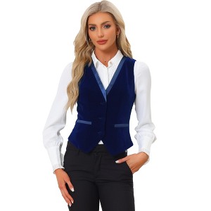 INSPIRE CHIC Women's V Neck Sleeveless Retro Waistcoat Vest - 1 of 4