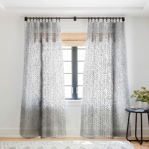 Ninola Design Wool Braids Drawing Single Panel Sheer Window Curtain 