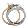 Slickblue Women’s Two-Tone Wedding Ring with CZ, Rose Gold & Silver Swirl Design, Raised Stone Accent, Sizes 5-10 - 3 of 4