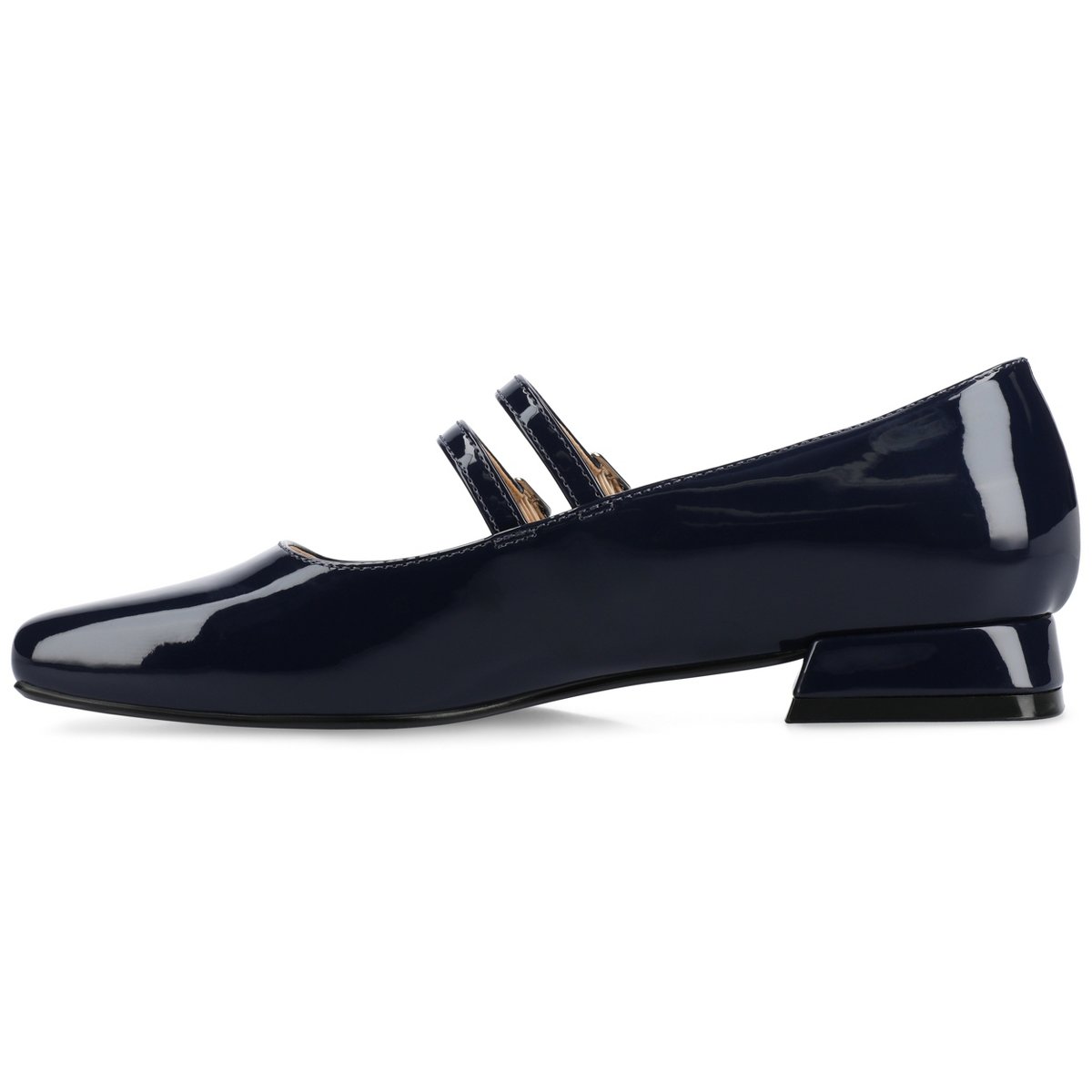 Женские платья Journee Collection Journee Women's Gredah Medium and Wide Width Mary Jane Dress Flats, Patent/Navy 9 — фото 2