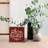 Merry Christmas Wooden Box Sign - Red Christmas Decor, Wood Sign for Home Office Desk Shelf Table Decor, 5x5 Inch - 3 of 4
