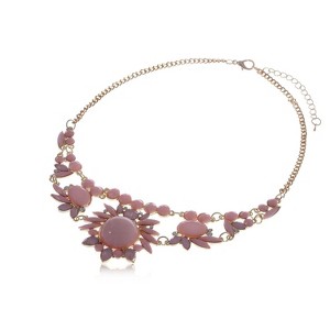 Anna-Kaci Women's Statement Necklace with Resin Stones and Crystal Accents, Gold Tone Chain, Adjustable Length, Bold and Elegant Design - Shark Tooth - 1 of 4