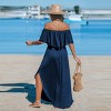 Women's Navy Off-Shoulder Flounce Bodice Jersey Maxi Dress - Cupshe - 4 of 4