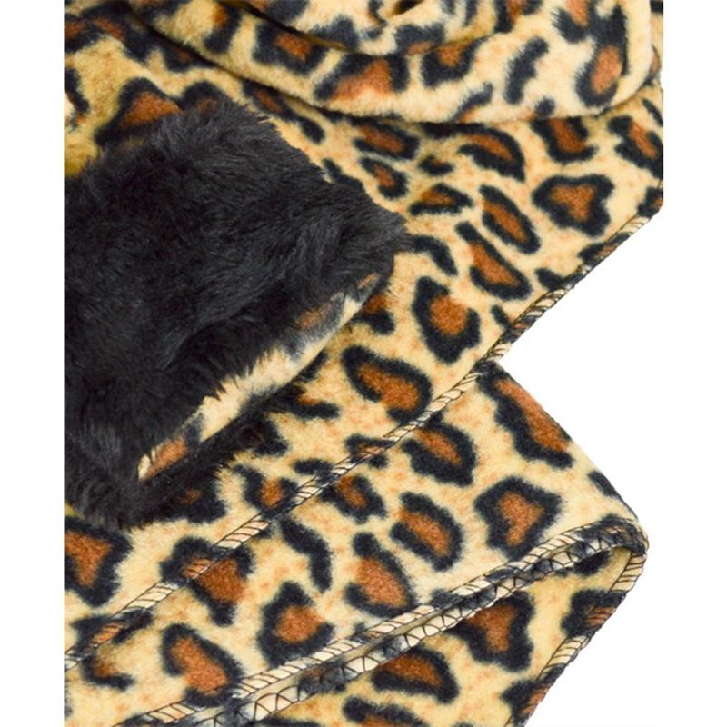 Women's Brown Jaguar 3-Piece gloves scarf Hat Fur Trim Winter Set, 3 of 5
