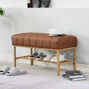 KTMBDW Storage Bench, Metal Shoe Rack Bench, Rustic Entryway Bench for Living Room, Entryway - 1 of 4