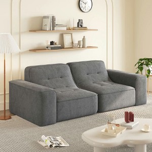 Resenkos 104" Left Chaise Sectional Sofa, Modern Cloud Design with Corduroy Upholstery and Deep Seating, White - 1 of 4