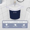 24" Corner Wall Mount Vanity with Sink, Space Saving Floating Bathroom Cabinet, Modern Small Vanity Set with Ceramic Basin, Metal Handles - 4 of 4