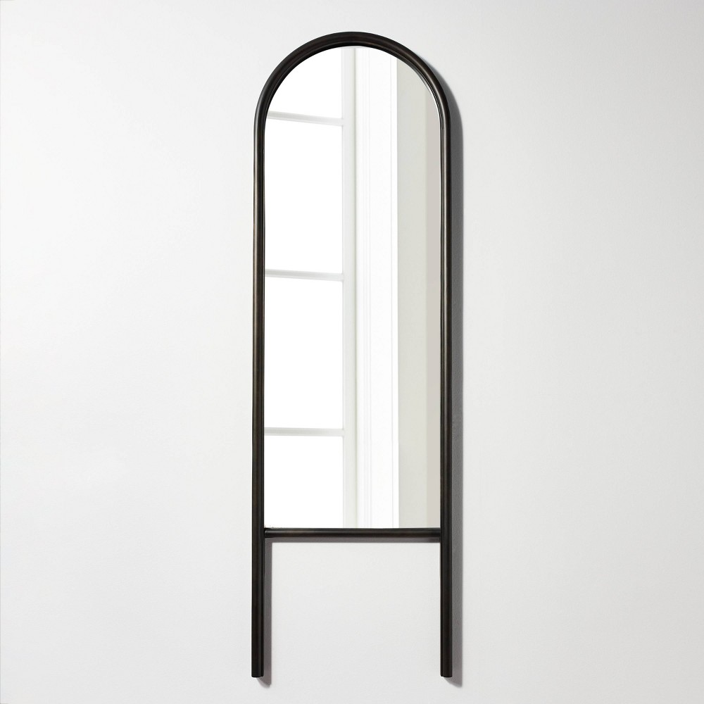 Photos - Wall Mirror 20" x 65" Wood Arch Floor Mirror with Legs Black - Threshold™ designed wit