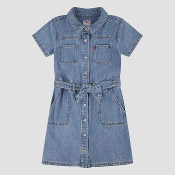 Levi's® Girls' Short Sleeve Belted Dress - Medium Wash