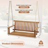 Costway 2-Seat Porch Swing Bench Acacia Wood Chair with 2 Hanging Hemp Ropes for Backyard - 3 of 4