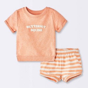 Conjunto de Bebé de Manga Corta y Pompis Butternut Squish - Cloud Island™ Melón Naranja