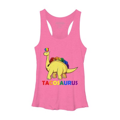 Adult Design By Humans Tacos Dinosaur Tacosaurus Rainbow Pride By JuTrading Racerback Tank Top