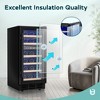 EUHOMY 3.2 cu. ft.(30 Bottles) Wine Fridge, Digital Temperature Control&Wood Shelves, Dual Zone, Stainless Steel, Double-Layer Glass Door, Black - 4 of 4