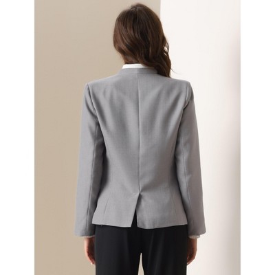 INSPIRE CHIC Women Collarless Office 1 Button Work Suit Blazer Grey Large — фото 3
