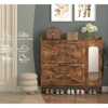 SKRAN Shoe Storage Cabinet with 2 Flip Drawers, Freestanding Organizer with Metal Legs for Entryway, Narrow Shoe Rack Cabinet, Rustic Brown - 2 of 4