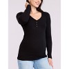 Women's V-Neck Side-Ruched Long Sleeve Henley Tee | Motherhood Maternity - 3 of 4