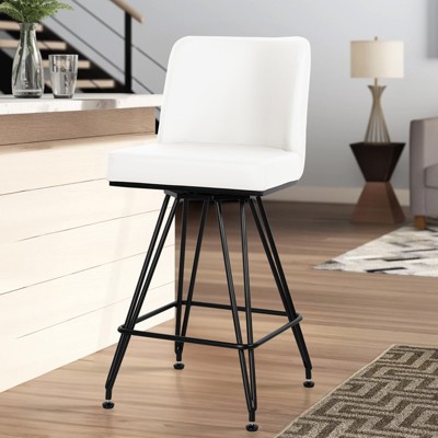 Bekrvio 26" Swivel Counter Height Bar Stools with Back-Faux Leather/Velvet Upholstered, V-Shaped Metal Legs-Modern Counter Stools for Kitchen Island