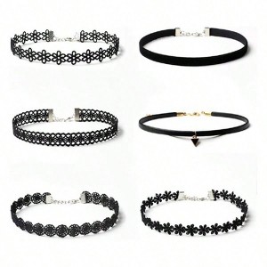 Black Velvet Choker Set, Gothic Lace Chokers Fashionable, Exquisite and High-end, Suitable for Women To Wear - 1 of 4