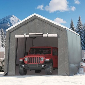 GustoWave 10x15FT Outdoor Portable Storage Shed with Roll-Up Door for Motorcycle, Garden and Tools - 1 of 4
