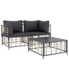 vidaXL Patio Furniture Set 3 Piece Loveseat with Anthracite Cushions, Modular Poly Rattan for Garden, Deck, and Terrace - 3 of 4
