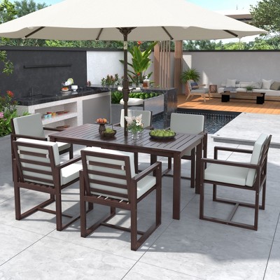 Whisen Patio Dining Set Outdoor Dining Table and Chair Set with and Removable Cushions