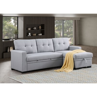 Elegant Storage Sofa with Cotton Linen & Fiber Foam Combo for small space Living Room, Bedroom Office, Gray