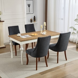 MAYEERTY Modern Dining Chairs - Double-Layer Chenille Cushion, Curved Solid Wood Legs, Mid-Back,, Set of 2 - 1 of 4