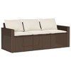vidaXL Patio Sofa with Cushions 3-Seater Brown Poly Rattan - 2 of 4