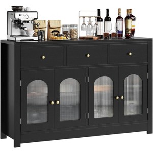 55'' Sideboard Buffet Cabinet, With Adjustable Shelves,3 Drawers and 4 Doors, Wine Storage Buffet Coffee Bar for Dining Room Living Room - 1 of 4