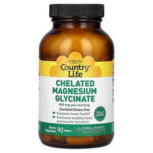 Country Life Chelated Magnesium Glycinate, 400 mg, 90 Tablets (133 mg per Tablet ) - 1 of 3