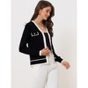 Allegra K Women's Contrast Color V Neck Long Sleeve Button Knit Cardigan Sweater - 3 of 4