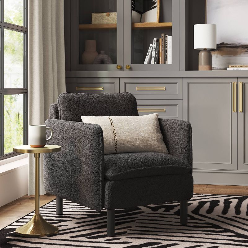 Square Back Accent Arm Chair Boucle Black - Threshold&#8482;, 3 of 10
