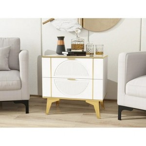 TiranisuBest White Nightstand with Drawers:Black Nightstand Bedside Table,Modern Nightstand Wood Nightstand, Night Table for Bedroom Bed Stand - 1 of 4