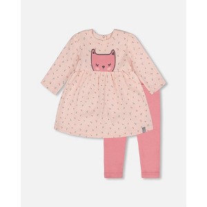 Deux par Deux Girl Organic Cotton Dress and Leggings Set Pink Mini Floral - 1 of 4